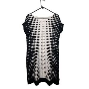 Chico's Womens 3 17.5x41 Geometric Polka Dot Dress White Black Officewear Casual
